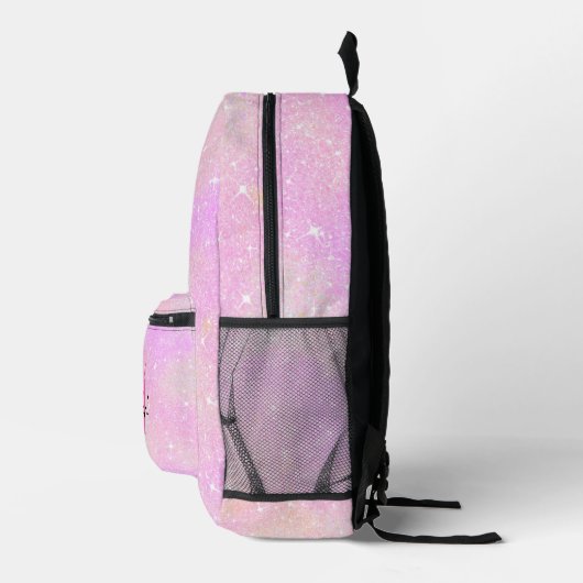 Niedlich Modern Unicorn Rosa Imitate Glitzer Monog Bedruckter Rucksack (Rechts)
