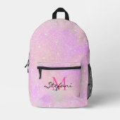 Niedlich Modern Unicorn Rosa Imitate Glitzer Monog Bedruckter Rucksack (Vorderseite)