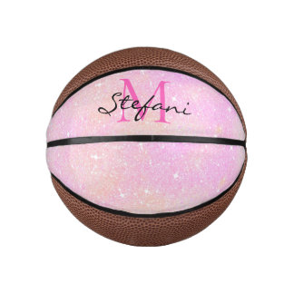 Niedlich Modern Unicorn Rosa Imitate Glitzer Monog Mini Basketball