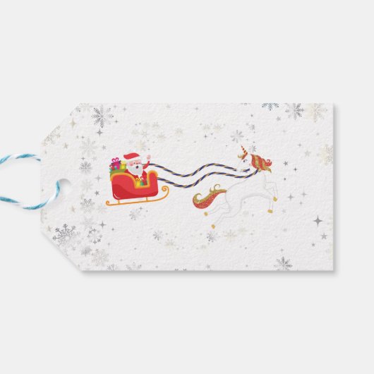 Niedlich Modern Unicorn Santa Personalisiert Name Geschenkanhänger (Rückseite Horizontal)