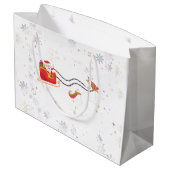 Niedlich Modern Unicorn Santa Personalisiert Name Große Geschenktüte (Rückseite Schrägansicht)