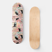 Niedlich Modern Watercolor Paris Café Cat Pattern Skateboard (Vorderseite)