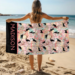 Niedlich Modern Watercolor Paris Café Personalisie Strandtuch