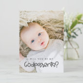 Niedlich modern Werden Sie meine Godeltern-Fotokar Einladung (Stehend Vorderseite)