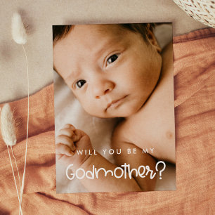 Niedlich modern Werden Sie meine Godmütterfotokart Einladung
