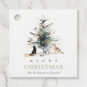 Niedlich Moderne Aquarellfarbe Weihnachtsbaumkatze Geschenkanhänger (Vorderseite)