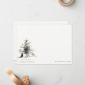 Niedlich Moderne Aquarellfarbe Weihnachtsbaumkatze Mitteilungskarte (Vorderseite/Rückseite Beispiel)