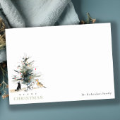 Niedlich Moderne Aquarellfarbe Weihnachtsbaumkatze Mitteilungskarte