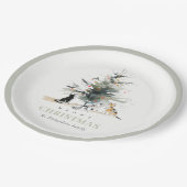 Niedlich Moderne Aquarellfarbe Weihnachtsbaumkatze Pappteller (Schrägansicht)