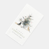 Niedlich Moderne Aquarellfarbe Weihnachtsbaumkatze Serviette (Ecke)