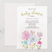 Niedlich Moderne Aquarellfarben Wildblume Illustra Einladung (Vorne/Hinten)