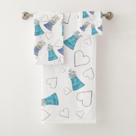 Niedlich Moderne blaue Flora Badhandtuch Set