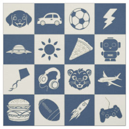 Niedlich Moderne Blue Checkered Icons Nahtloses Mu Stoff