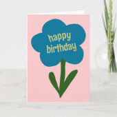 Niedlich Moderne Blume Blau und Rosa Glücklich Geb Karte (Vorderseite)