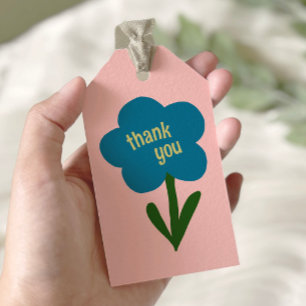 Niedlich Moderne Blume Blau und Rosa Vielen Dank Geschenkanhänger