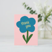 Niedlich Moderne Blume Blau und Rosa Vielen Dank Postkarte (Stehend Vorderseite)