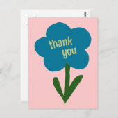 Niedlich Moderne Blume Blau und Rosa Vielen Dank Postkarte (Vorne/Hinten)