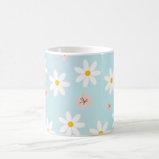 Niedlich Moderne Daisy Lilie Blume Rustikal nahtlo Kaffeetasse (Mittel)