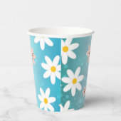 Niedlich Moderne Daisy Lilie Blume Rustikal nahtlo Pappbecher (Rechts)