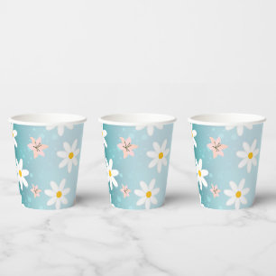 Niedlich Moderne Daisy Lilie Blume Rustikal nahtlo Pappbecher