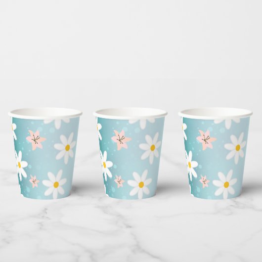 Niedlich Moderne Daisy Lilie Blume Rustikal nahtlo Pappbecher (Multi)