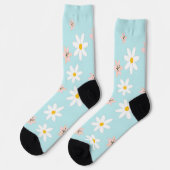 Niedlich Moderne Daisy Lilie Blume Rustikal nahtlo Socken (Linkes Detail)