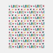 Niedlich Moderne farbenfrohe Liebe und Herzmuster Fleecedecke (Vorderseite)