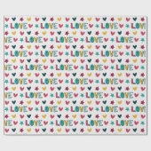 Niedlich Moderne farbenfrohe Liebe und Herzmuster Geschenkpapier (Flach)