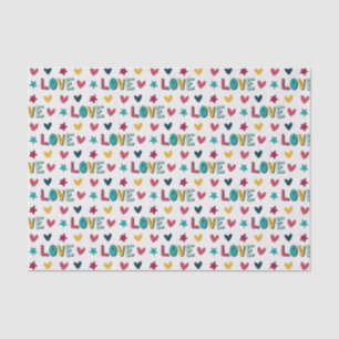 Niedlich Moderne farbenfrohe Liebe und Herzmuster Seidenpapier