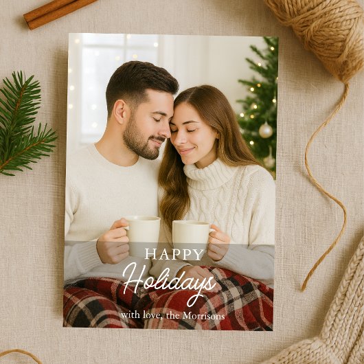 Niedlich Moderne Foto Happy Holidays Holiday Card Einladung