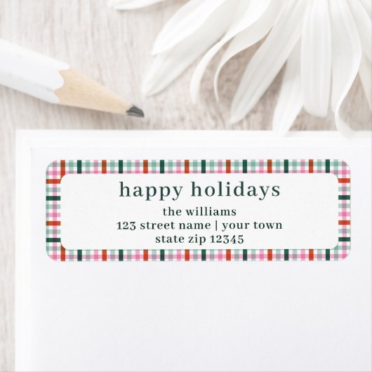 Niedlich Moderne Gingham Holiday Rücksendeadresse (Insitu)