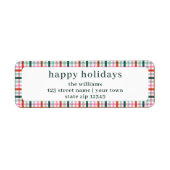 Niedlich Moderne Gingham Holiday Rücksendeadresse (Vorne)