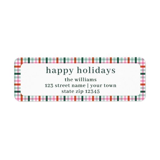 Niedlich Moderne Gingham Holiday Rücksendeadresse (Vorne)