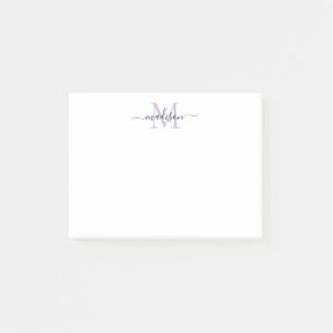 Niedlich-Moderne Girly Script Monogram Lila Post-it Klebezettel