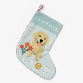 Niedlich Moderne Haustiere Golden Retriever Hund Kleiner Weihnachtsstrumpf (Vorderansicht (hängend))