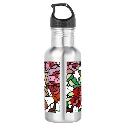 Niedlich Moderne, helle rote Blume Edelstahlflasche (Rückseite)