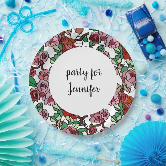 Niedlich Moderne, helle rote Blume Pappteller (Party)