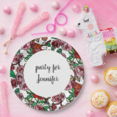 Niedlich Moderne, helle rote Blume Pappteller (Party)