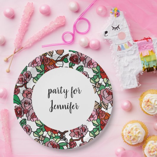 Niedlich Moderne, helle rote Blume Pappteller (Party)