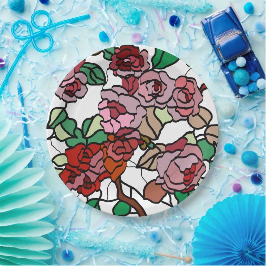 Niedlich Moderne, helle rote Blume Pappteller (Party)