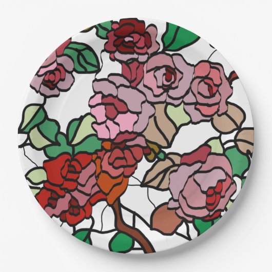 Niedlich Moderne, helle rote Blume Pappteller (Vorderseite)