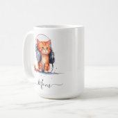 Niedlich Moderne kleine Katze Mama Wasserfarben Or Kaffeetasse (Vorderseite Links)