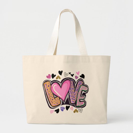 Niedlich Moderne Künstlerische LIEBE - Valentinsta Jumbo Stoffbeutel (Vorne)