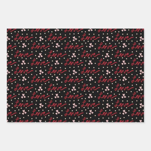 Niedlich Moderne Liebe Rot und Rosa Herz Geschenkpapier Set (Vorderseite)