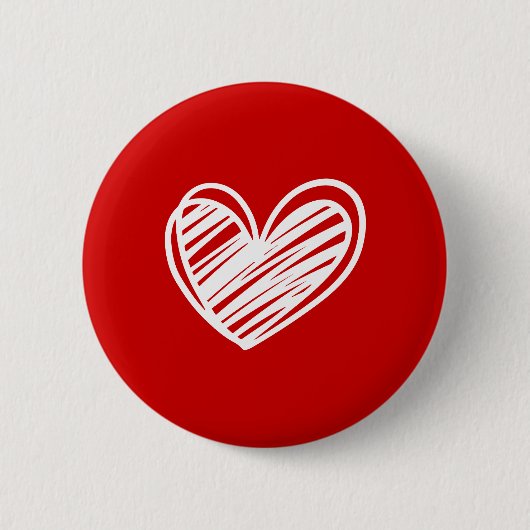 Niedlich Moderne Liebe Weißes Rotes Herz Romantisc Button (Vorderseite)