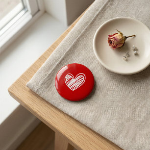Niedlich Moderne Liebe Weißes Rotes Herz Romantisc Button