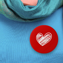 Niedlich Moderne Liebe Weißes Rotes Herz Romantisc Button