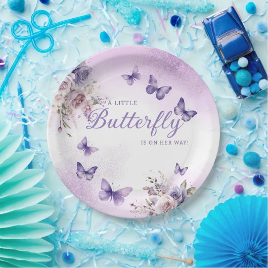 Niedlich Moderne Lila Aquarellblütendusche Pappteller (Party)