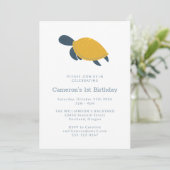 Niedlich Moderne Meeresschildkröte Einfach 1. Gebu Einladung (Stehend Vorderseite)