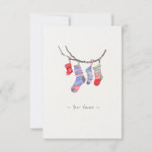 Niedlich Moderne Minimalistische Weihnachtssocken Karte (Rückseite)